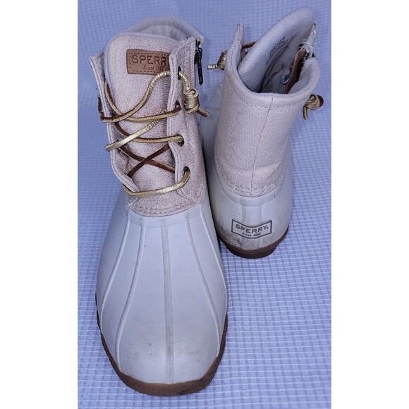 Sperry Saltwater Duck Boots Women's size 7.5  Oat/Gold Waterproof - Picture 7 of 10